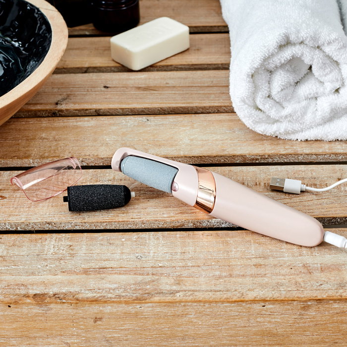 Cosmetic Club Lima Eléctrica para Pies Usb Profesional para Eliminar Callos y Piel Muerta con 2 Cabezales