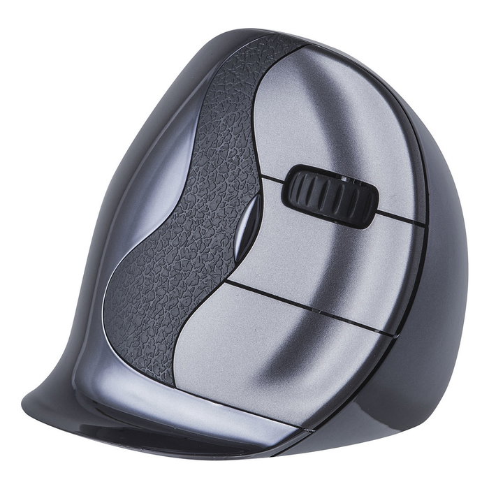 Evoluent Ratón Vertical Ergonómico Inalámbrico D Small para Mano Derecha, 6 Botones Programables, 3200 DPI, Laser, Negro