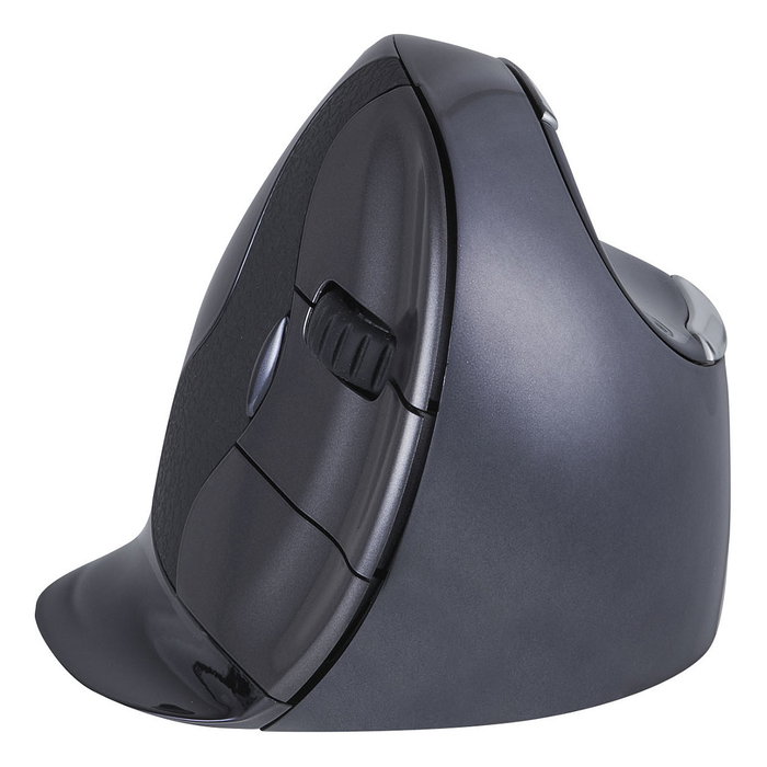 Evoluent Ratón Vertical Ergonómico Inalámbrico D Small para Mano Derecha, 6 Botones Programables, 3200 DPI, Laser, Negro