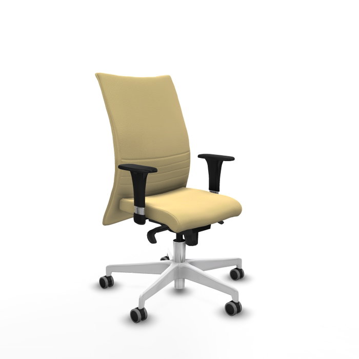 PIQUERAS Y CRESPO Silla Albacete Confidente con Mecanismo Sincro, Similpiel Crema y Base Blanca PIQUERAS Y CRESPO Silla Albacete Confidente con Mecanismo Sincro, Similpiel Crema y Base Blanca