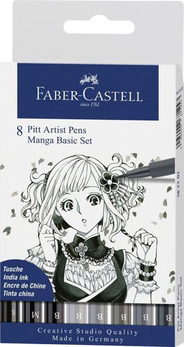 Rotulador Fibra Faber-Castell Pitt Manga Estuche De 8 (Negro Y Gris)