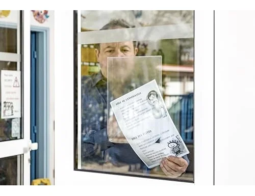 Djois Funda de presentación adhesiva removible A4 con esquina magnética, pack de 5 unidades