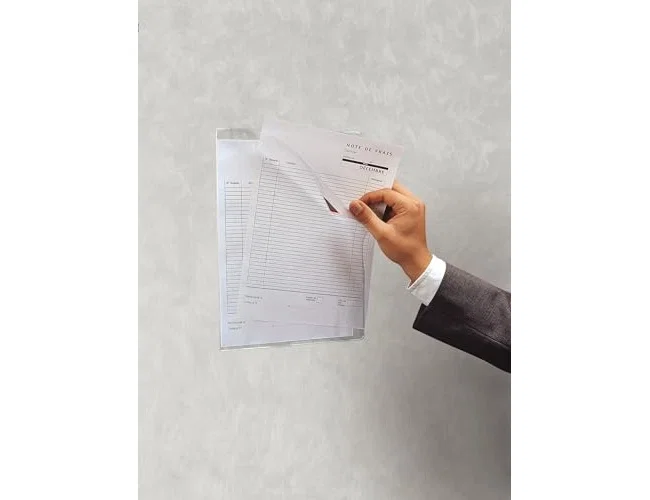 Djois Funda de presentación adhesiva removible A4 con esquina magnética, pack de 5 unidades