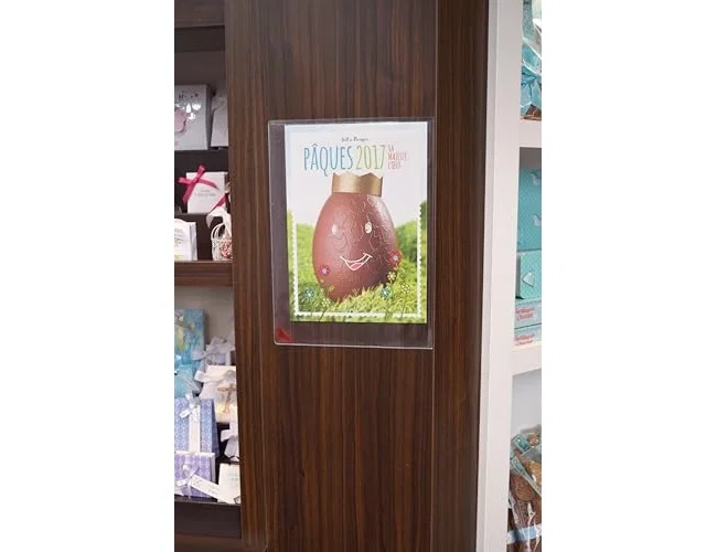 Djois Funda de presentación adhesiva removible A4 con esquina magnética, pack de 5 unidades