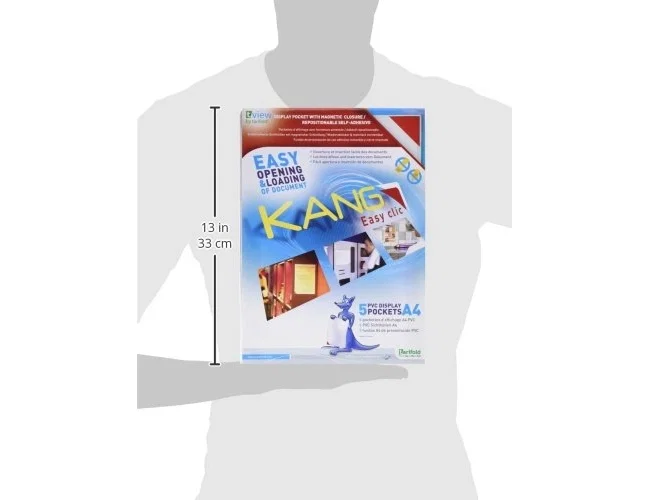 Djois Funda de presentación adhesiva removible A4 con esquina magnética, pack de 5 unidades