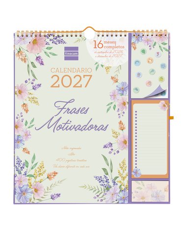 Finocam Calendario de Pared Plus 16 Meses Frases Motivadoras 2026-2027