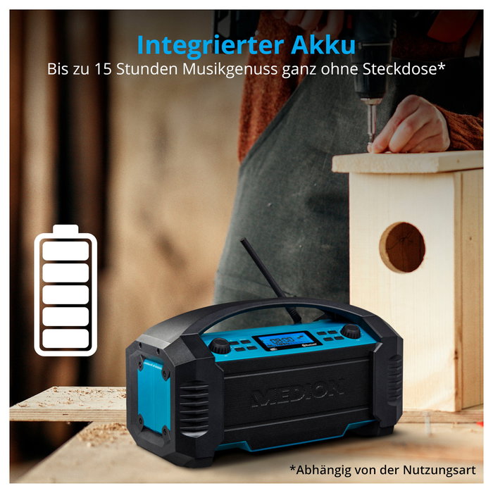 Medion MD 43320 DAB+ Radio de construcción azul/negro