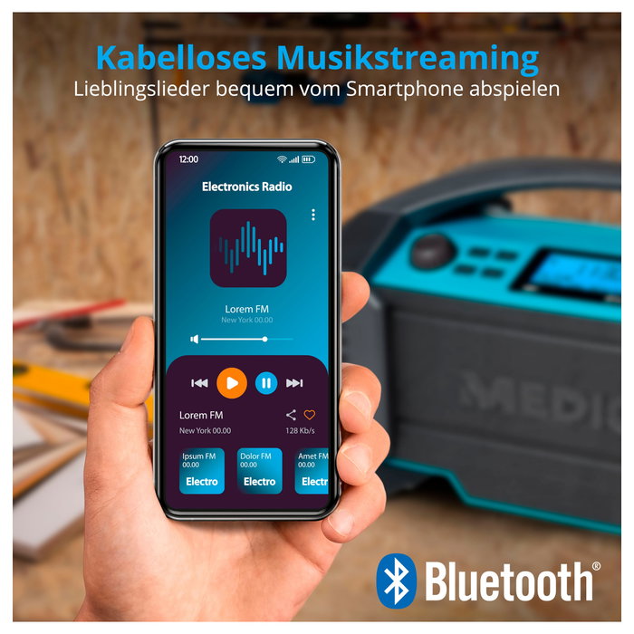 Medion MD 43320 DAB+ Radio de construcción azul/negro