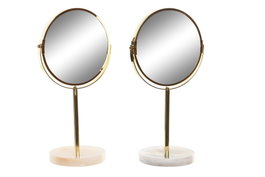 DKD Home Decor Espejo de Resina y Metal Símil Mármol (Pack de 2)