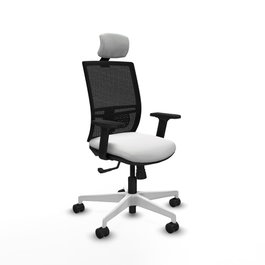 PIQUERAS Y CRESPO Silla de oficina Yunquera con mecanismo Sincro, Blanco y Negro