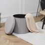 Home Deco Factory Puf Plegable con Almacenaje Essentiel Gris, Diámetro 38 cm, Altura 38 cm, Soporta 110 kg