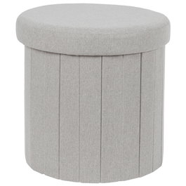 Home Deco Factory Puf Plegable con Almacenaje Essentiel Gris, Diámetro 38 cm, Altura 38 cm, Soporta 110 kg