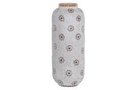 DKD Home Decor Lámpara de Sobremesa de Cristal Flor Craquelado Blanco y Cobre