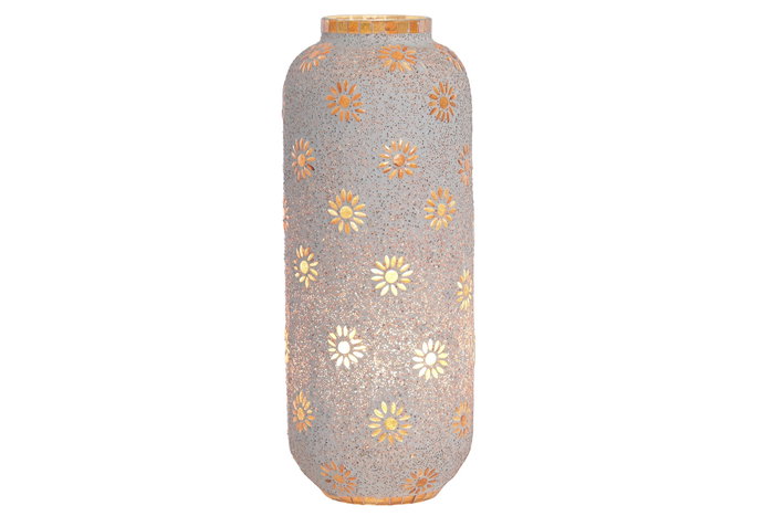 DKD Home Decor Lámpara de Sobremesa de Cristal Flor Craquelado Blanco y Cobre