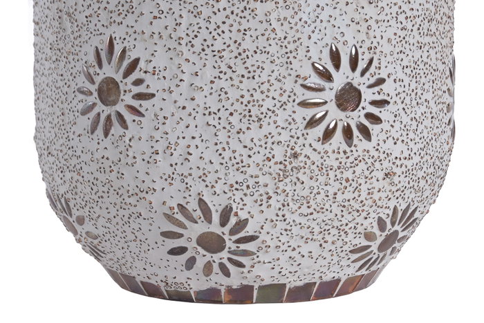 DKD Home Decor Lámpara de Sobremesa de Cristal Flor Craquelado Blanco y Cobre