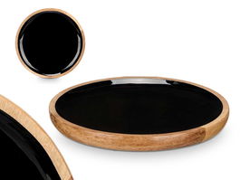 Giftdecor Plato 25 cm Madera Mango Negro Alto 7 cm (Set de 12)