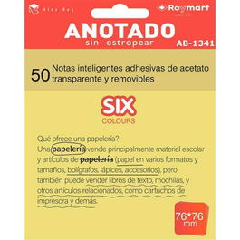 Roymart Bloc Notas Adhesivas Inteligentes Removibles 50H 76x76 Acetato Transparente Amarillo Fluorescente