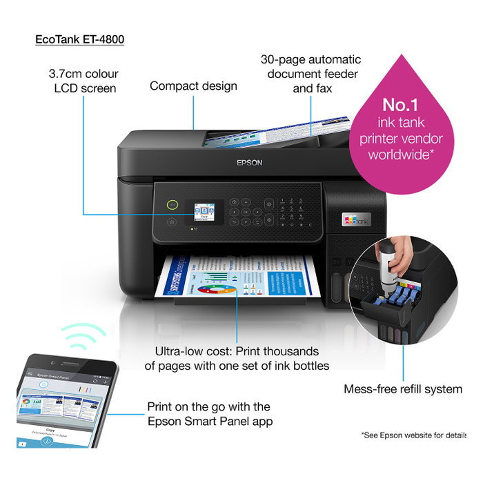 Epson EcoTank ET-4800 Multifunción A4 Negro Epson EcoTank ET-4800 Multifunción A4 Negro