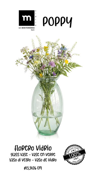 La Mediterranea Florero de Vidrio Poppy H26xø13.3cm Pack de 6
