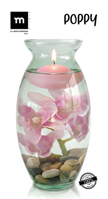 La Mediterranea Florero de Vidrio Poppy H26xø13.3cm Pack de 6