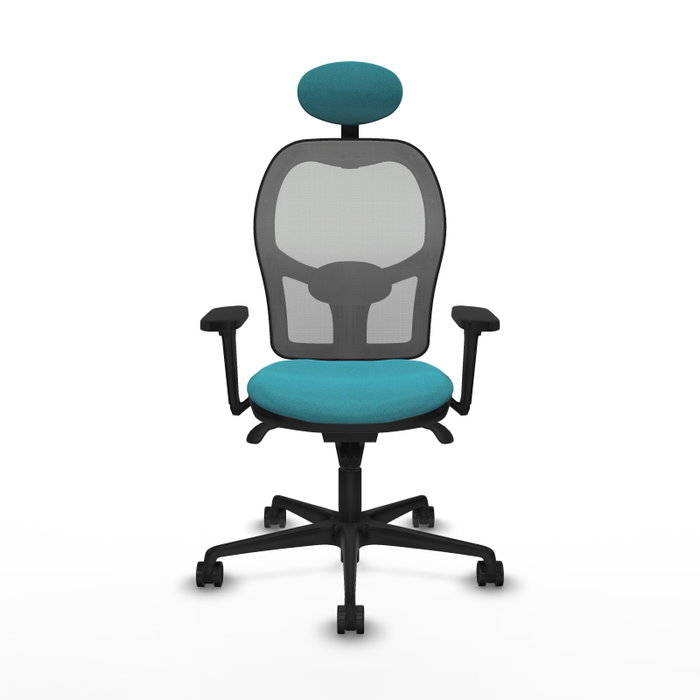 PIQUERAS Y CRESPO Silla de oficina Jorquera con mecanismo sincro, tela turquesa y malla gris PIQUERAS Y CRESPO Silla de oficina Jorquera con mecanismo sincro, tela turquesa y malla gris