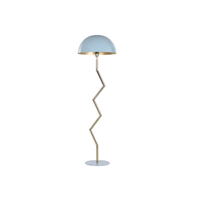 DKD Home Decor Lámpara de Pie Hierro Zigzag Seta Azul y Dorado