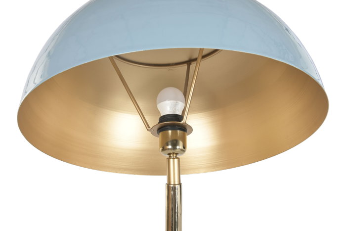 DKD Home Decor Lámpara de Pie Hierro Zigzag Seta Azul y Dorado