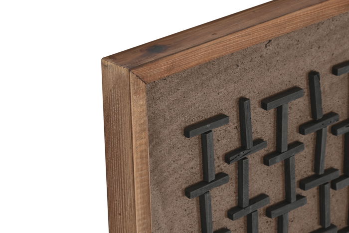 DKD Home Decor Cuadro Moderno Natural Negro 8 x 44 x 44 cm (2 Unidades) Madera Reciclada Pino