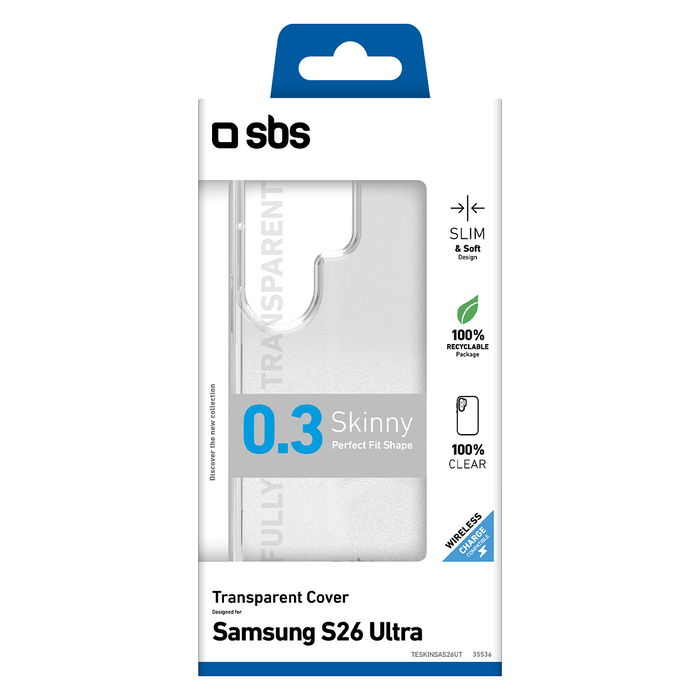 SBS Skinny Cover Transparente para Samsung Galaxy S26 Ultra - Funda TPU 0.3 mm Resistente a Golpes y Rayones