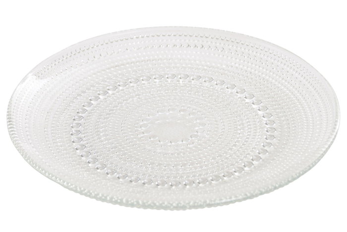 DKD Home Decor Set de 6 Platos de Cristal Transparente con Relieve 20x20 cm