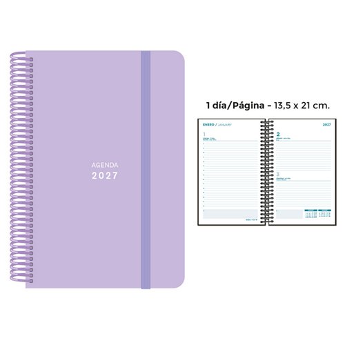 SENFORT Agenda Anual 2027 Pastel Espiral Lila SENFORT Agenda Anual 2027 Pastel Espiral Lila