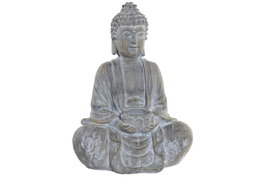 DKD Home Decor Figura de Buda Envejecido en Fibra de Vidrio Gris