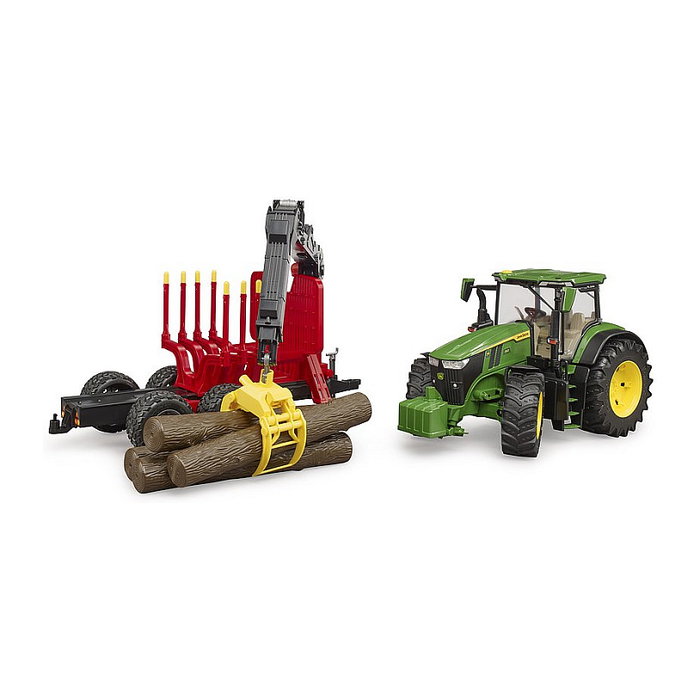 bruder John Deere 7R 350 con remolque de recogida y 4 troncos