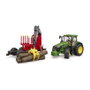 bruder John Deere 7R 350 con remolque de recogida y 4 troncos