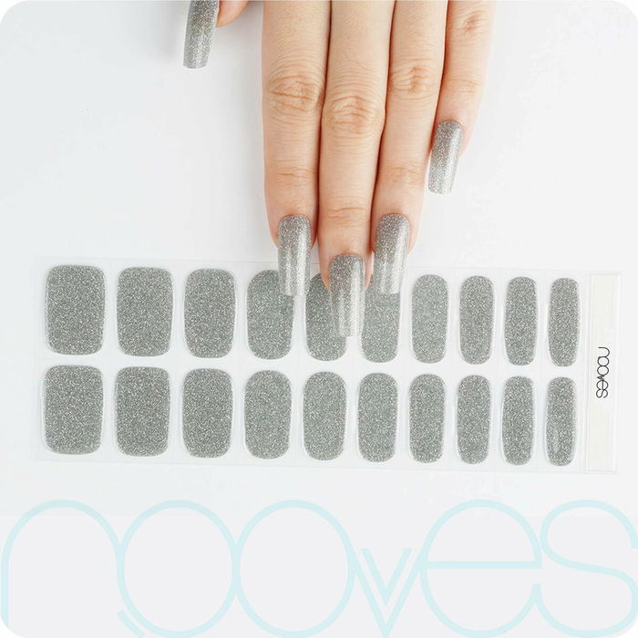 Láminas de Gel para Uñas Nooves Láminas De Uñas De Gel Glitter grey 20 Piezas