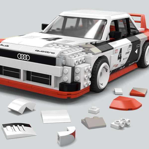 Coche audi 90 quattro isma gto hot wheels de construcción con 973 bloques. escala 1:15.