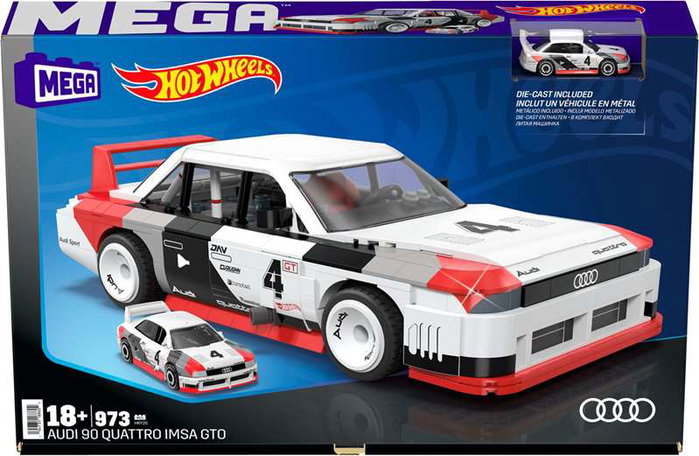 Coche audi 90 quattro isma gto hot wheels de construcción con 973 bloques. escala 1:15.