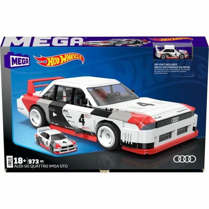 Mega Bloks Hot Wheels Audi 90 Quattro IMSA GTO Coche de Colección 1:15 con 973 Bloques