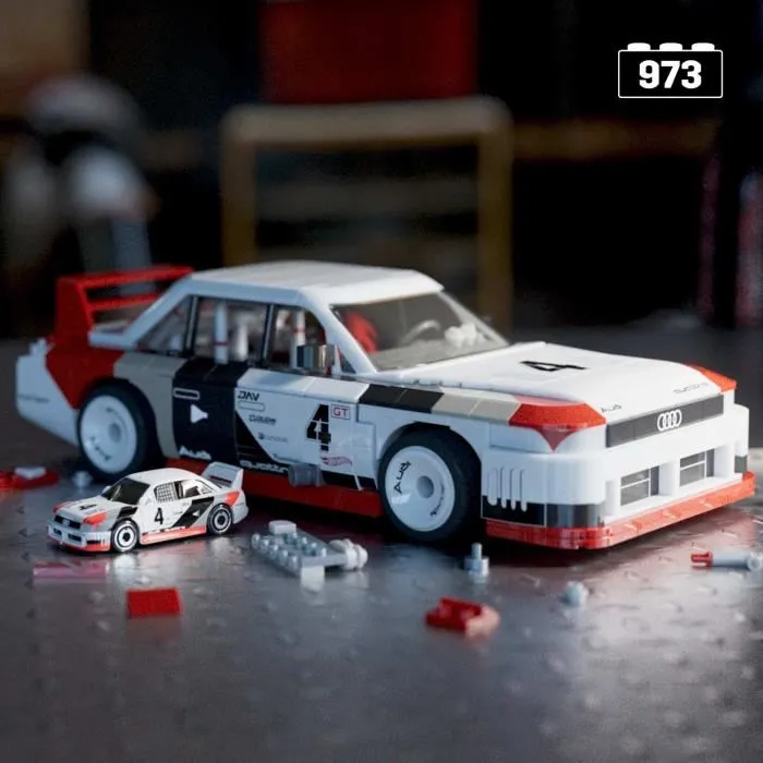 Mega Bloks Hot Wheels Audi 90 Quattro IMSA GTO Coche de Colección 1:15 con 973 Bloques