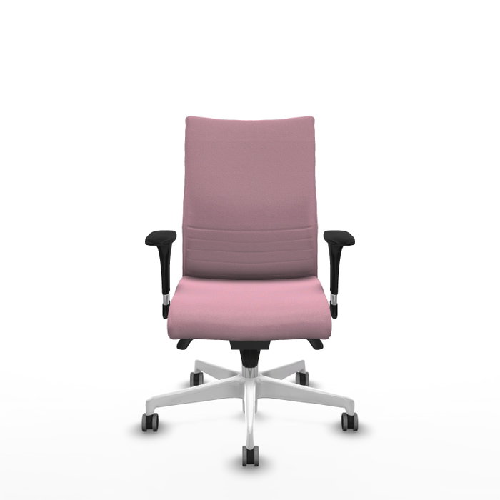 PIQUERAS Y CRESPO Silla Albacete Confidente Rosa con Mecanismo Sincro y Base Blanca