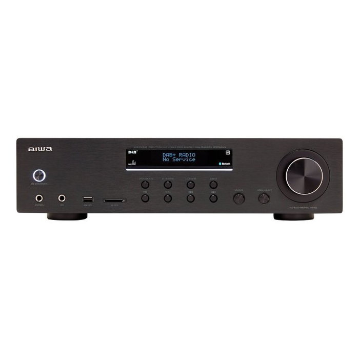 Aiwa Amplificador Integrado AMR-200DAB/BK Negro 200W RMS con Bluetooth 5.0, Radio DAB+/FM, Entrada Phono (MM) y Múltiples Entradas Analógicas