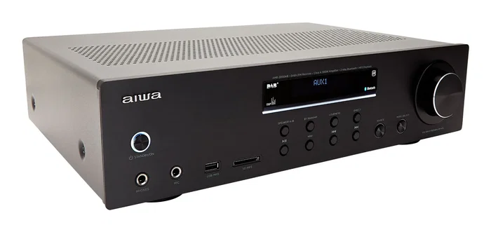 Aiwa AMR - 200DAB/BK Amplificador Estéreo 200W RMS para Hogar con Bluetooth 5.0, DAB, Radio FM, Ajuste de Bajos/Agudos, Pantalla y Mando a Distancia - Negro