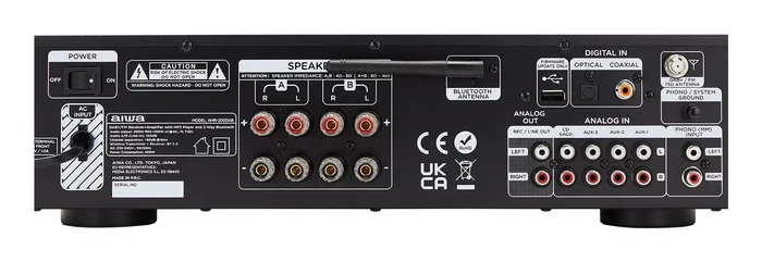 Aiwa AMR - 200DAB/BK Amplificador Estéreo 200W RMS para Hogar con Bluetooth 5.0, DAB, Radio FM, Ajuste de Bajos/Agudos, Pantalla y Mando a Distancia - Negro