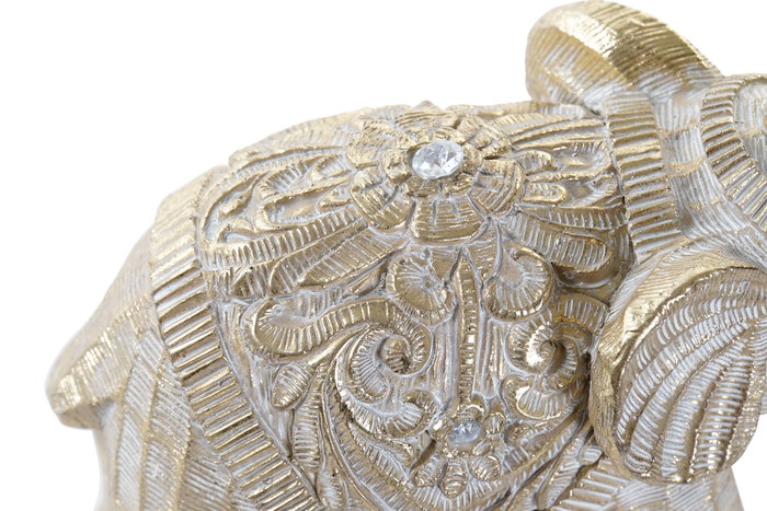 DKD Home Decor Figura de Elefante en Resina Envejecido Blanco y Dorado
