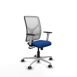PIQUERAS Y CRESPO Silla de oficina Motilla Azul y Blanca con Mecanismo Sincro