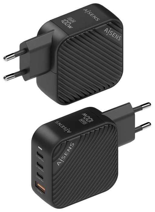 Aisens Cargador GaN 100W 3xUSB-C PD3.0 QC4.0 1xUSB-A QC3.0 Negro Aisens Cargador GaN 100W 3xUSB-C PD3.0 QC4.0 1xUSB-A QC3.0 Negro