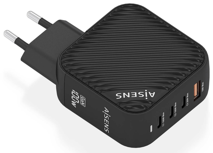 Aisens Cargador GaN 100W 3xUSB-C PD3.0 QC4.0 1xUSB-A QC3.0 Negro Aisens Cargador GaN 100W 3xUSB-C PD3.0 QC4.0 1xUSB-A QC3.0 Negro