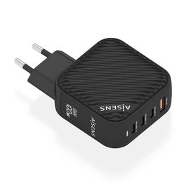 AISENS - CARGADOR GaN 100W, 3xUSB-C PD3.0 QC4.0, 1xUSB-A QC3.0, NEGRO