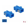 DeLOCK Acoplador de Fibra Óptica SC Simplex Hembra a SC Simplex Hembra Monomodo, 4 Unidades, Azul