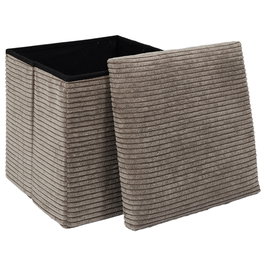 Home Deco Factory Caja-Puf Plegable Scott Cocooning Tapizado Acanalado Poliéster PU 38x38x38 cm